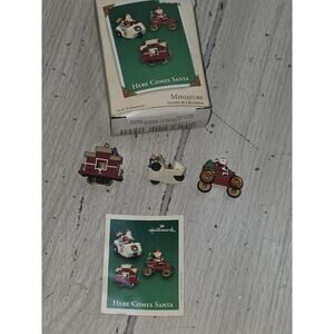 Vtg 2003 Here Comes Santa Miniature-Motorcar,Caboose Golf Cart Hallmark Ornament